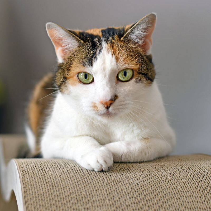 A cat resting on a floor